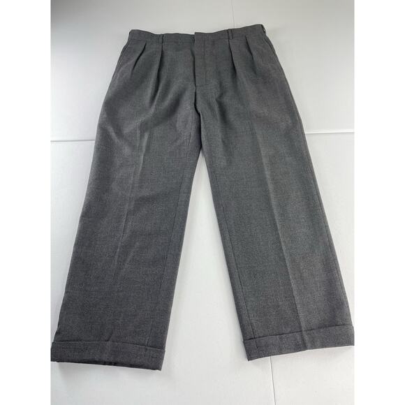 Polo Ralph Lauren Virgin Wool Pants Pleated Dress Trousers Gray 46L Extrafine - Picture 1 of 12